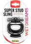 Wet Dreams Super Stud Sling Silicone Vibrating Cock Ring Waterproof - Black
